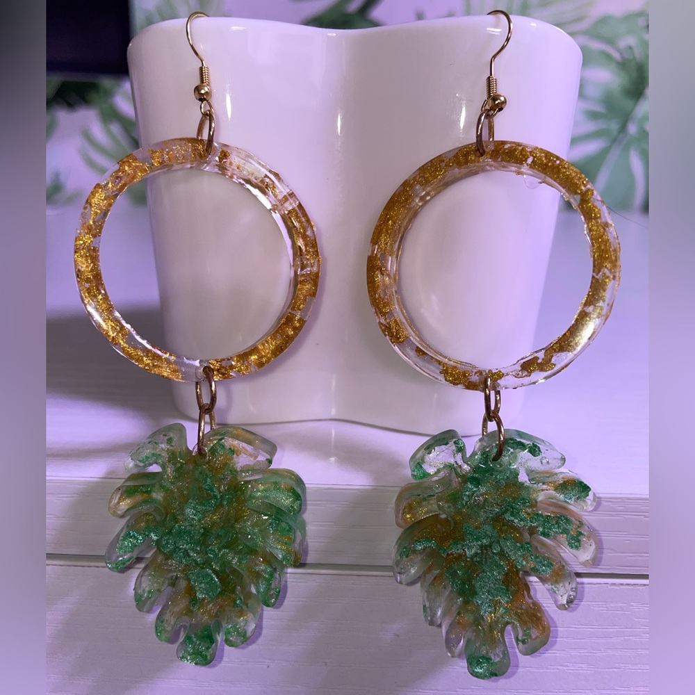 Gold Leaf Chunky Earrings